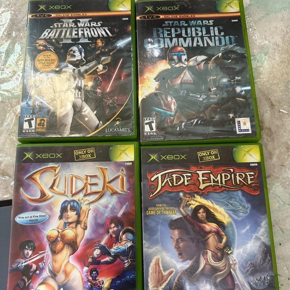 Lot of 4 Xbox Cases Star Wars: Battlefront II Republic Commando Sudeki Jade Empi